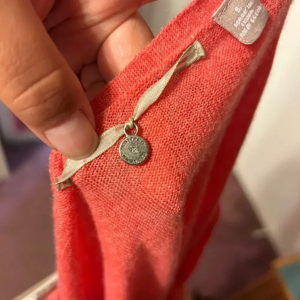 KNITTED & KNOTTED ORANGE WOOL SHORT SLEEVE BOW SWEATER Pink - Image 3