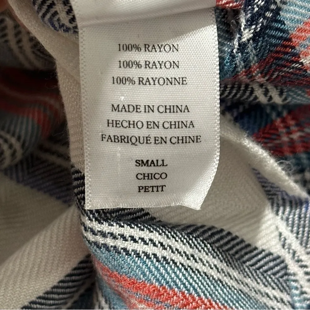 Rails Women’s S White Navy Red Plaid Brushed Flannel Hunter Button Down Shirt - Image 7