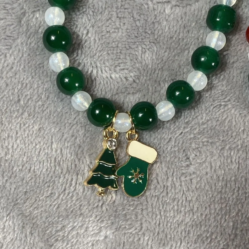 2pack Christmas Red Green White‎ Beaded Bracelets Handmade Stretchy - Image 5