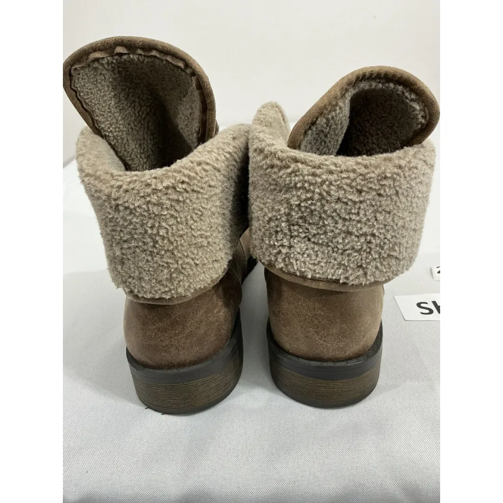 Womans Self Esteem Waterfall 11 M Brown Faux Leather-fur Lace Bootie - Image 5