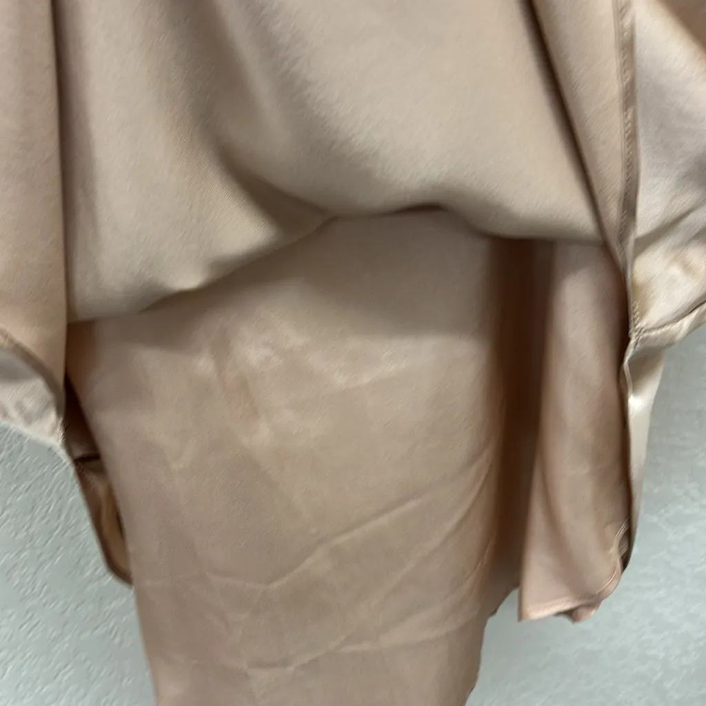 Merritt Charles 100% Silk Goldie Mini Dress in Champagne Size Medium Tan - Image 6