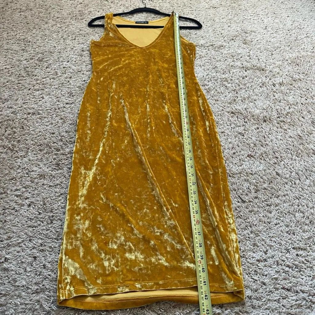 Women's Popular Basics Dress Velvet Sleeveless Medium Gold V Neck Vintage - Image 5