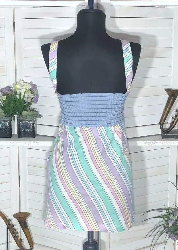 Urban Renewal Vintage Striped Pastel Babydoll Tunic Blouse XS Blue - Image 2