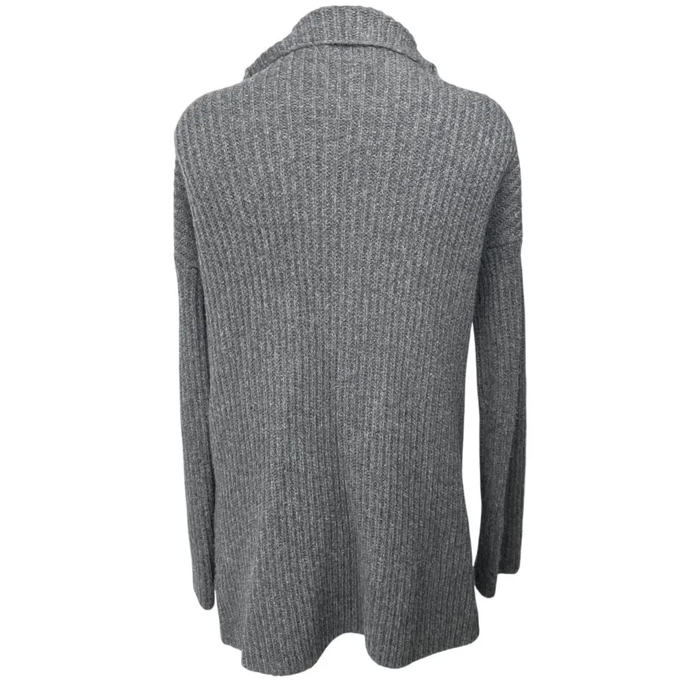 James Perse Gray Wool Alpaca Chunky Knit Draped Oversized Cardigan Sweater Top 3 - Image 2