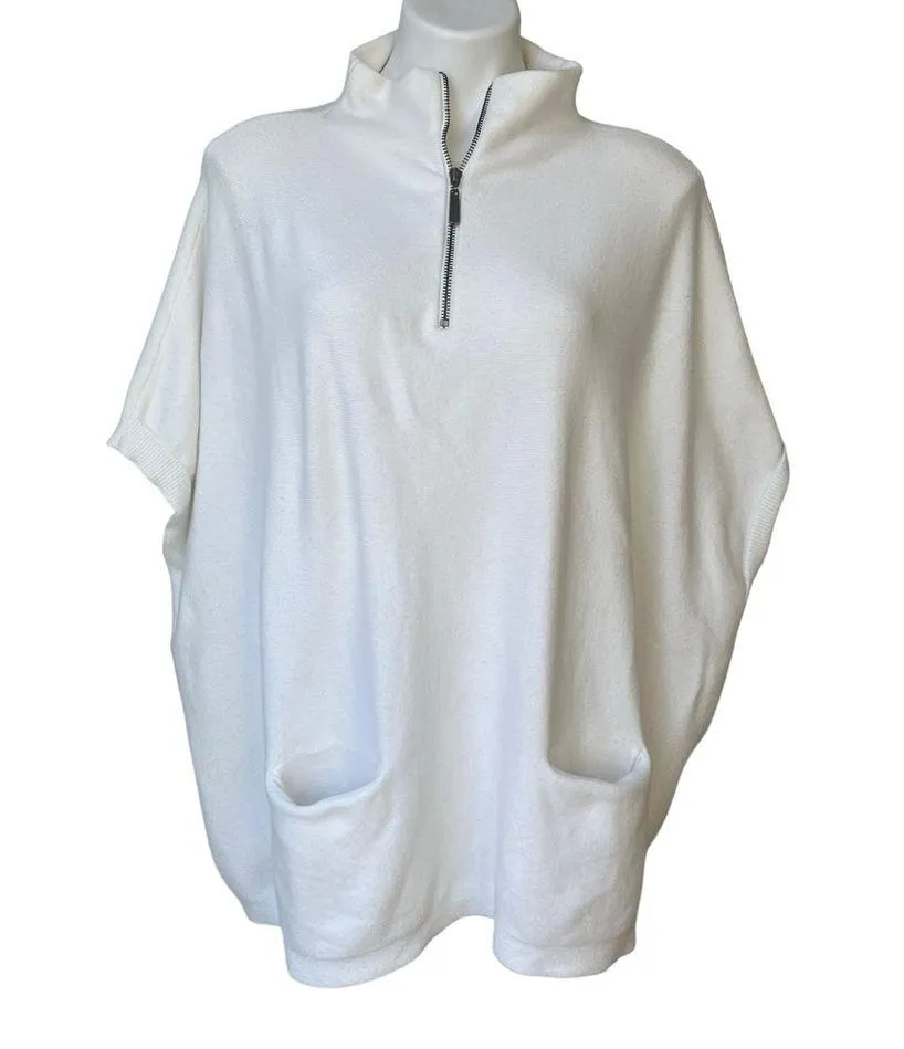 Anthropologie Angela Quarter-Zip Poncho Pullover, Sz L - Image 3