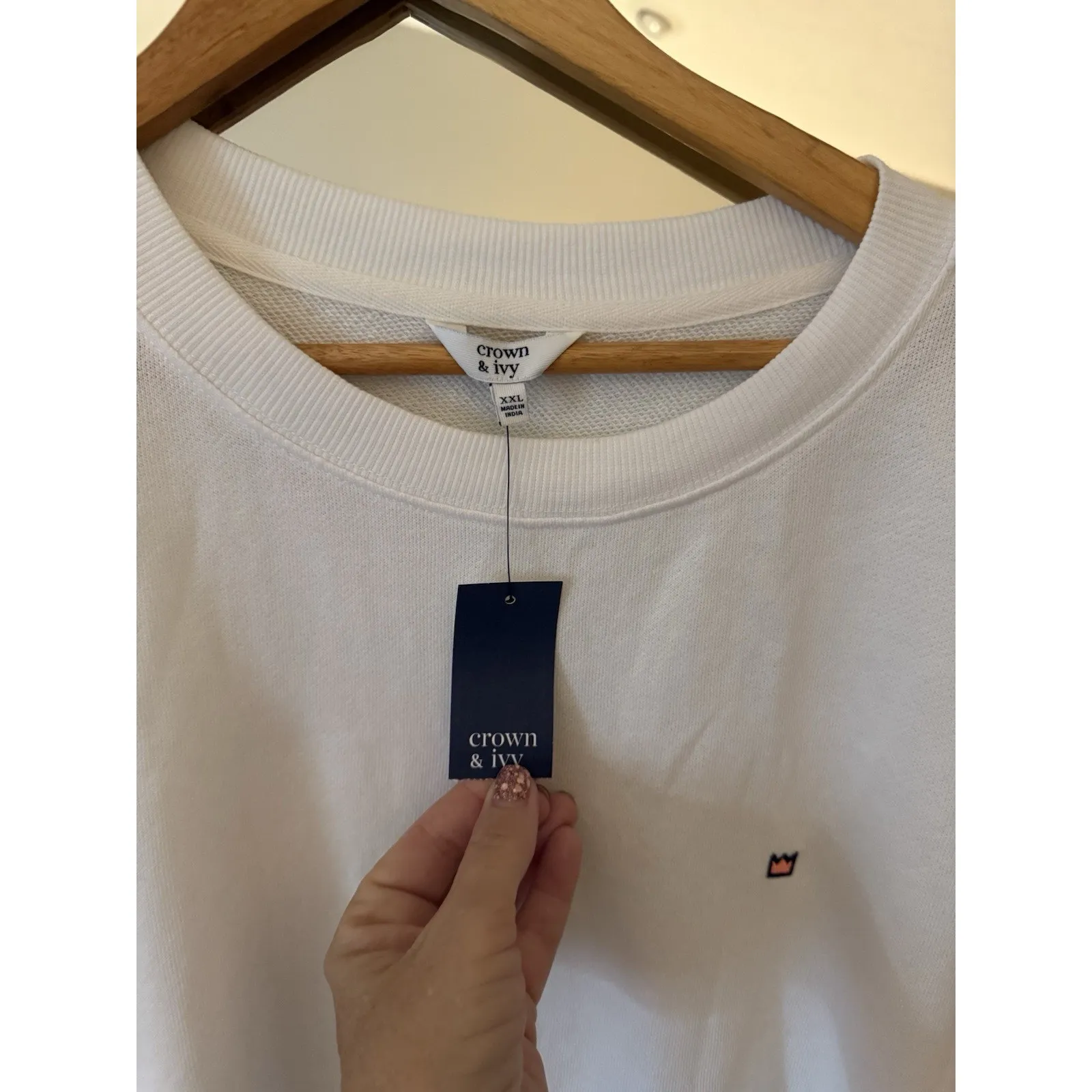 Crown‎ & Ivy Colorblock Sweatshirt XXL White Coral Crewneck - Image 2