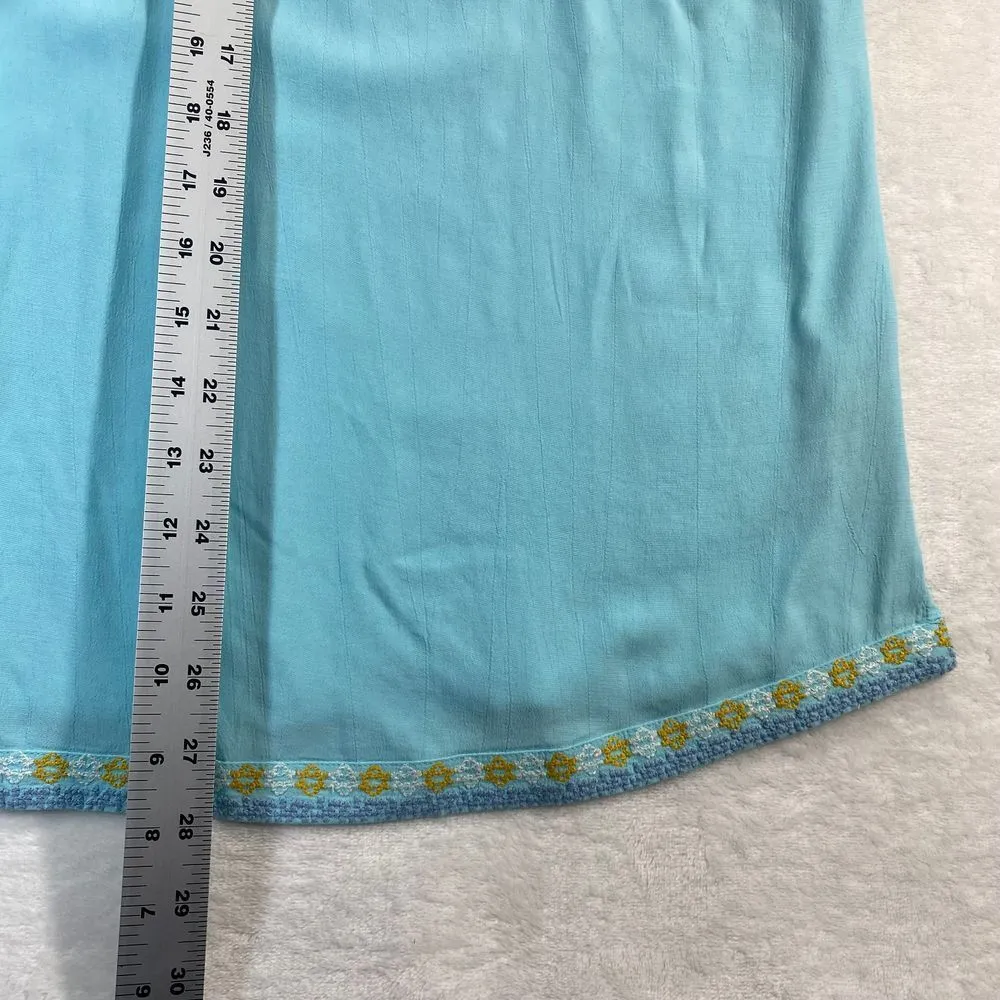 Soft Surroundings Turquoise Embroidered Tunic Top Boho Paisley Floral Pattern XS - Image 3