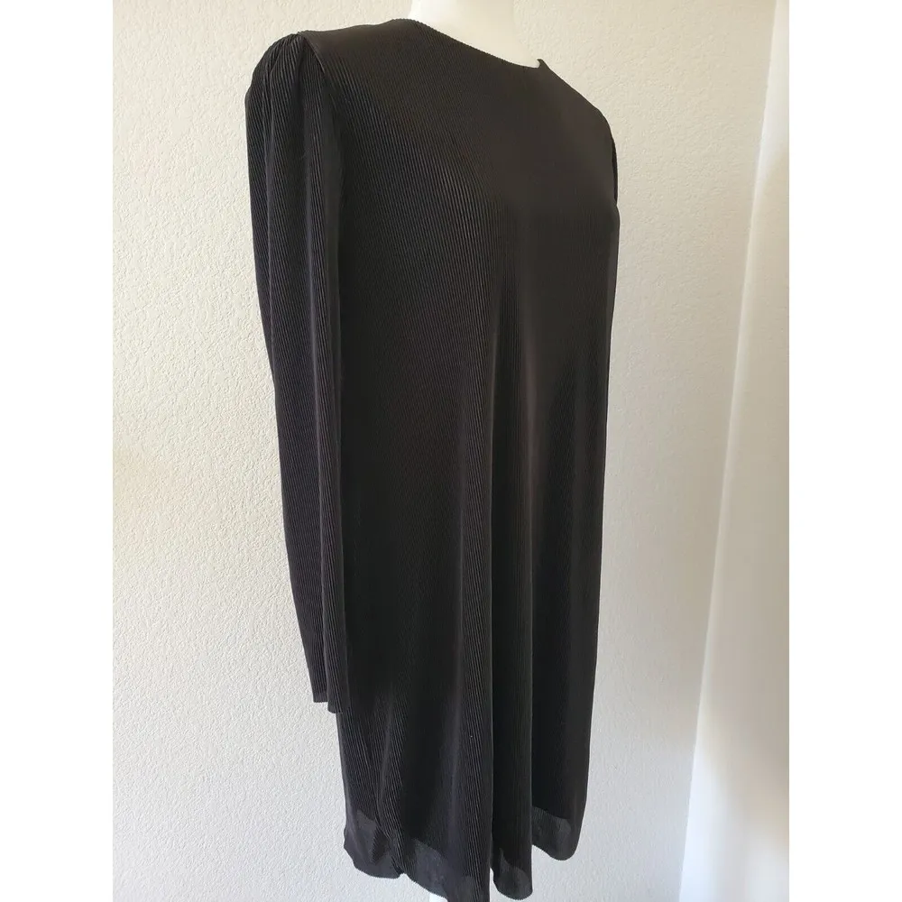 Express Womens Black Pleated Puff Shoulder Long Sleeve Shift Dress Large NWT - Image 8