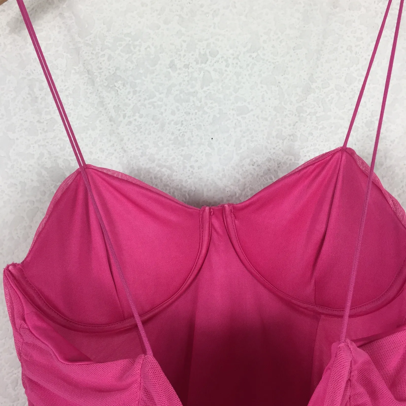 Zara Pink Ruched Mini Dress Size Large Tulle Corset Bustier Barbie Cocktail Y2K - Image 13