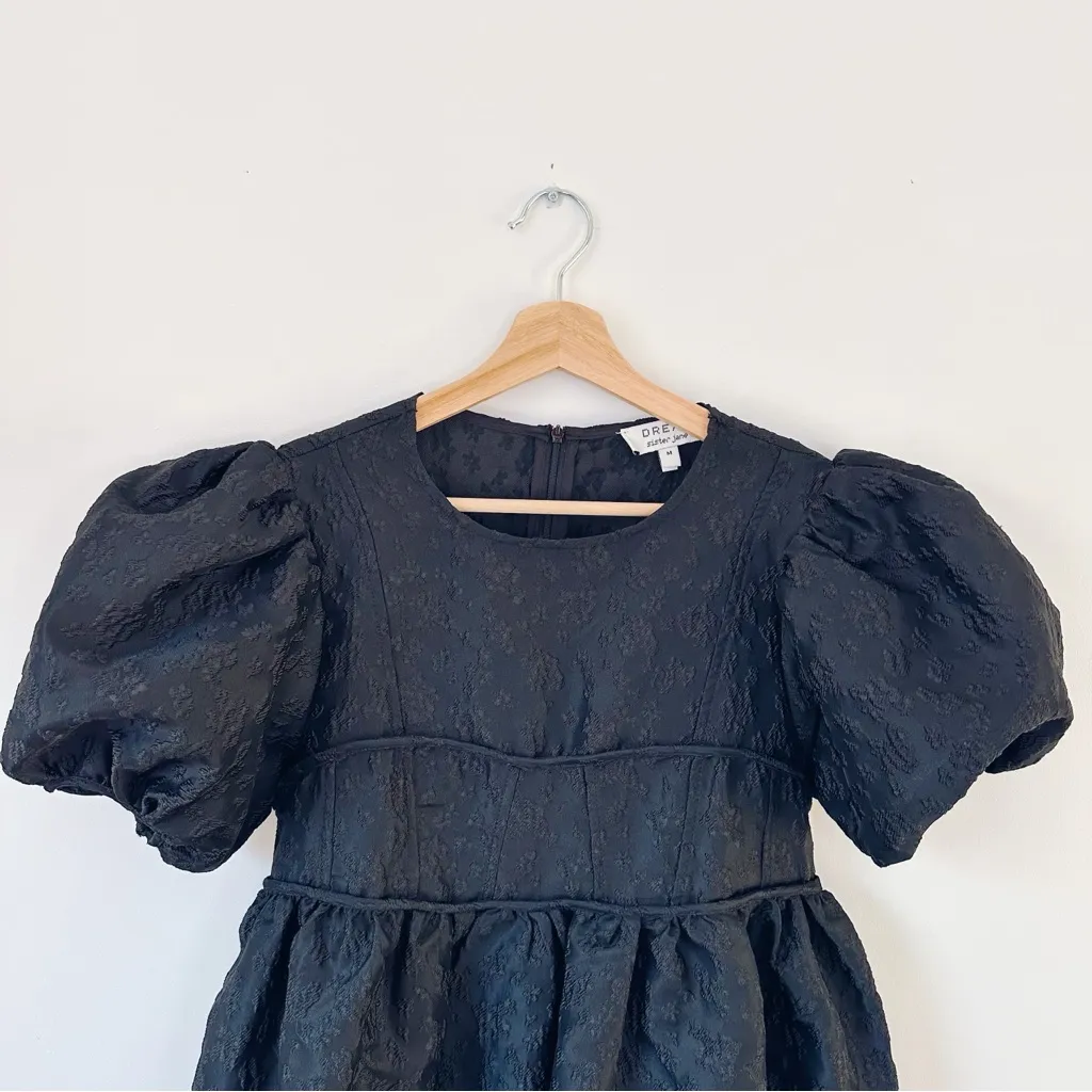 Dream Sister Jane Jacquard Mini Dress in Coal Black Size M - Image 5