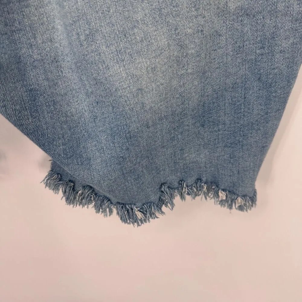 Judy Blue Boyfriend Fit Jean Shorts Womens Plus 20W Blue Cotton Blend Distressed - Image 6