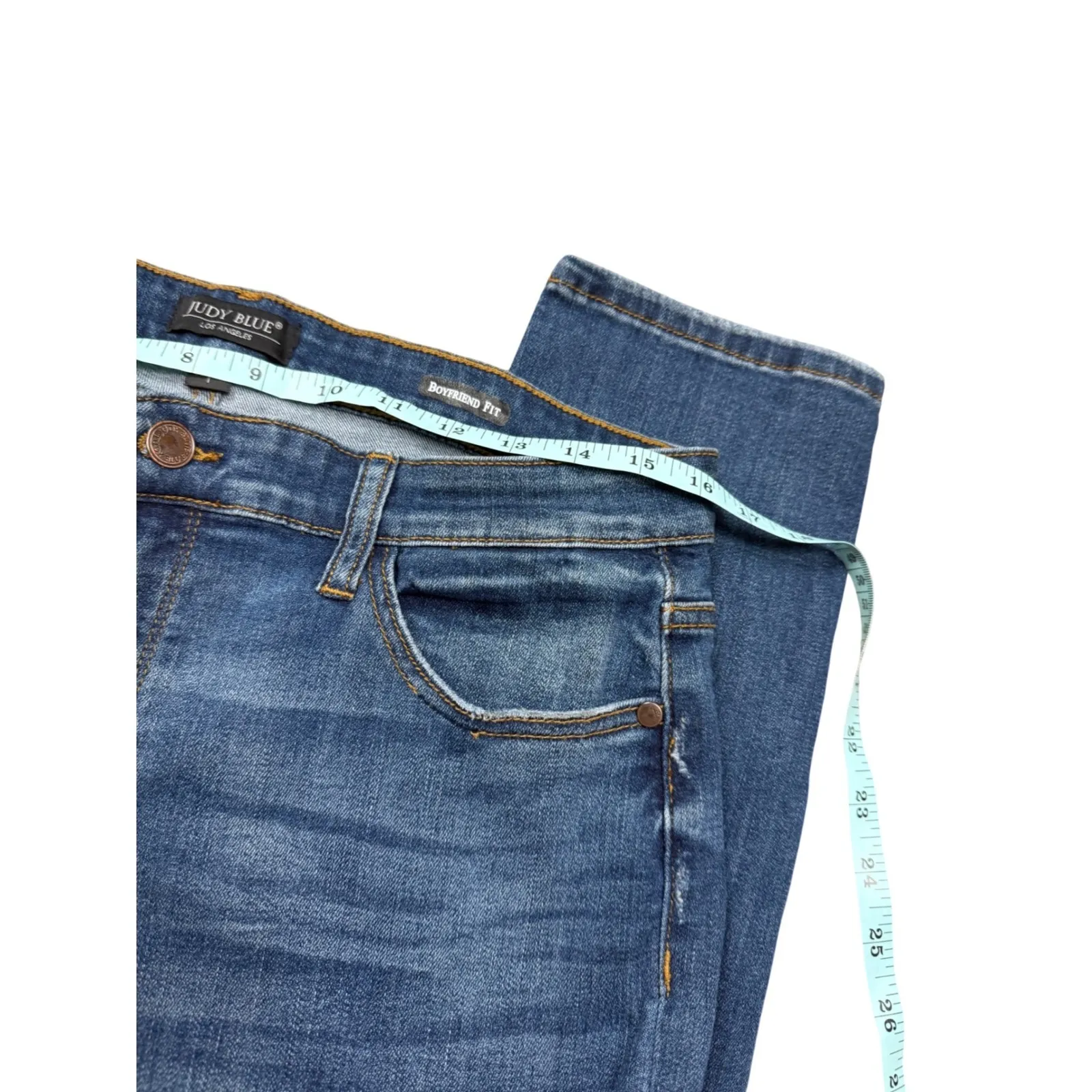 Judy Blue Women's Distressed Boyfriend Fit Jeans Blue Size 13 31 - Image 6