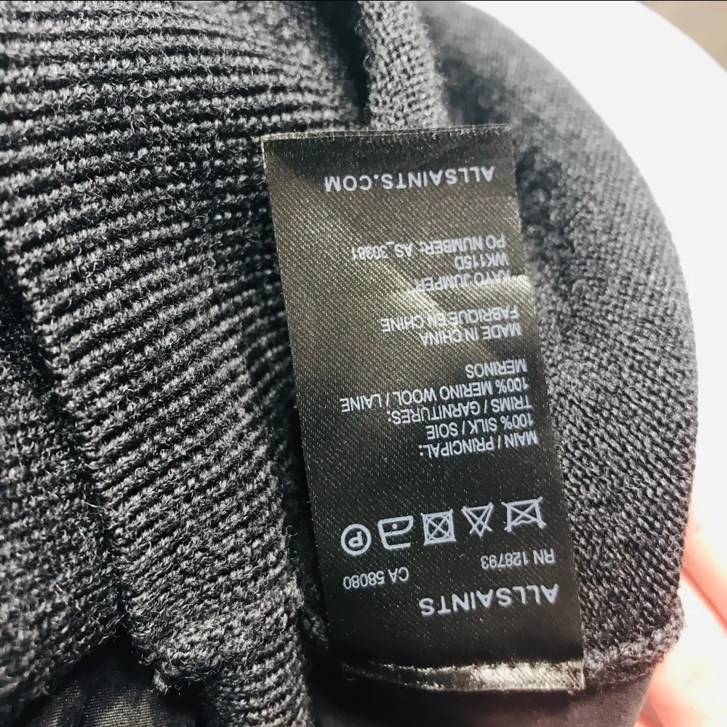 All Saints Silk & Merino Wool Long Sleeve Sweater Top Size 4 Small Quiet Luxury - Image 8