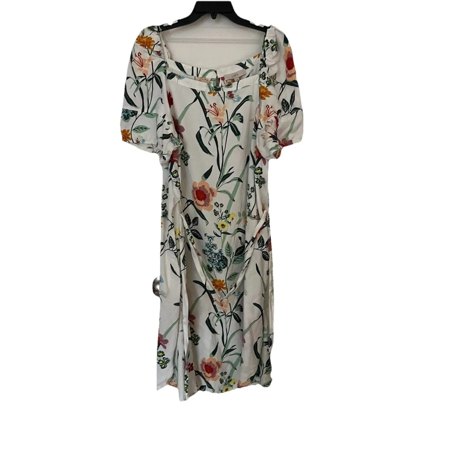 Loft Size 18 Linen Blend Puff Sleeve Dress NWT Tie Waist Resort Cruise  Tropical - $30 New With Tags - From Rachelle L