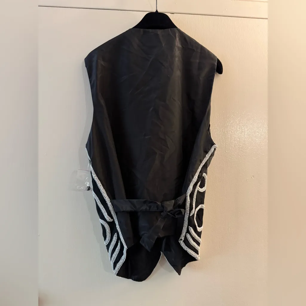 NEW Vintage Mary McFadden Silk Black and White Beaded Vest XL - Image 5