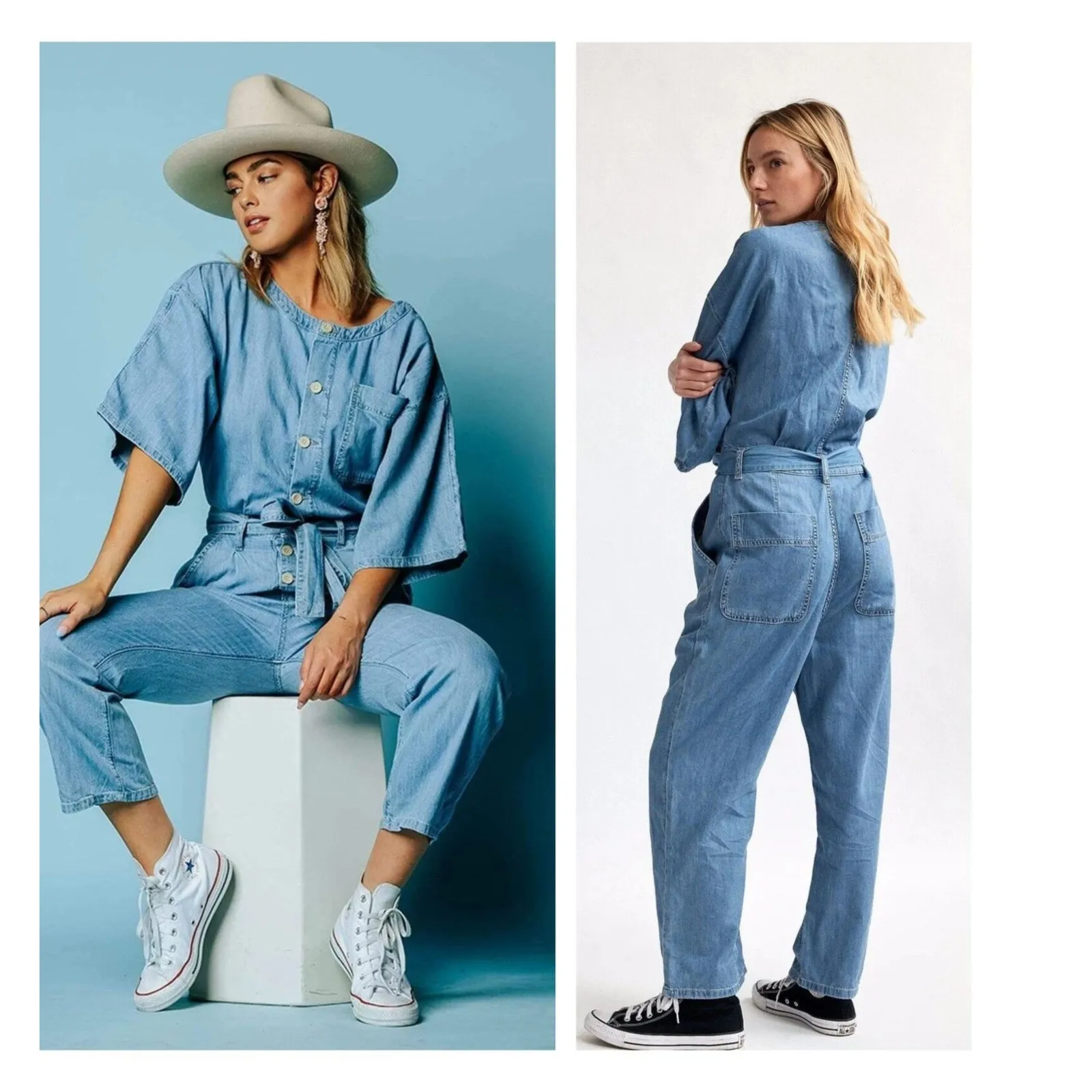 FREE PEOPLE Marley Denim Jumpsuit Size Medium - Image 13