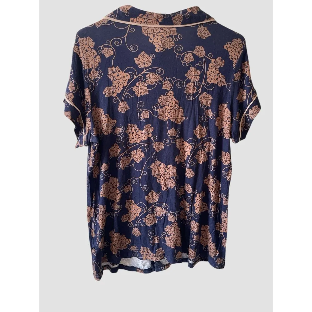 Hale Bob 2pc Pajama Pants Set Women’s Size Medium Leafy Navy Loungewear NWT - Image 5