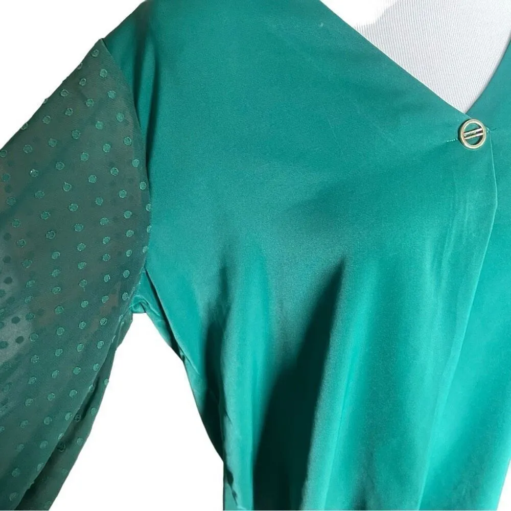 Womens Bebonnie Balloon 3/4 Sleeve Causal Loose V Neck Chiffon Blouse Tops - Image 3