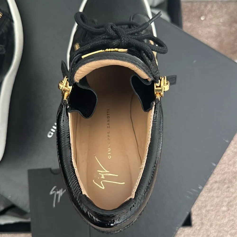 Giuseppe Zanotti zippered sneaker wedge lamay lorenz rullino nero zipblack/gold - Image 4