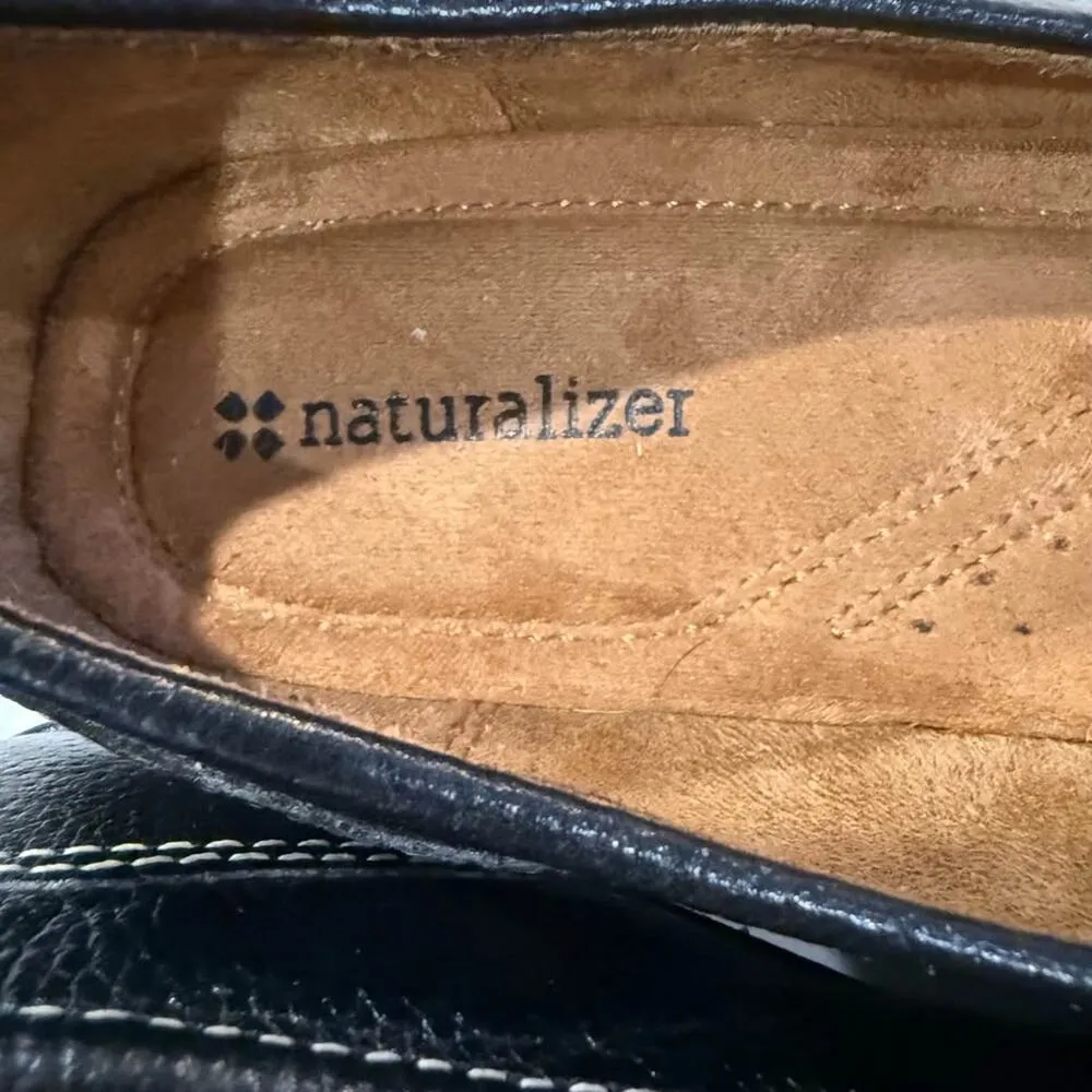 Naturalizer Shane Leather SlipOn Loafer Block Heel Womens 11M Dark Brown Stretch - Image 7