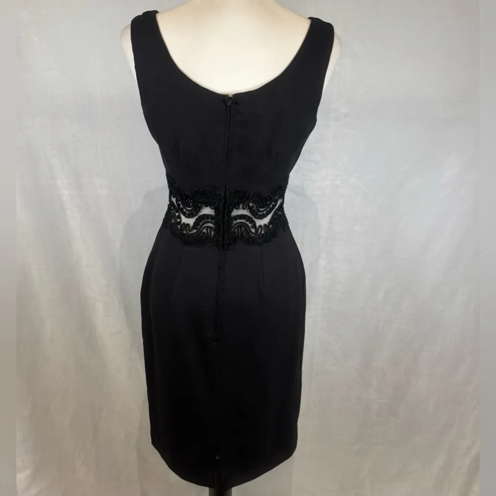 Vintage Maggy London gorgeous black dress with see through lace waist size 4 - Image 3