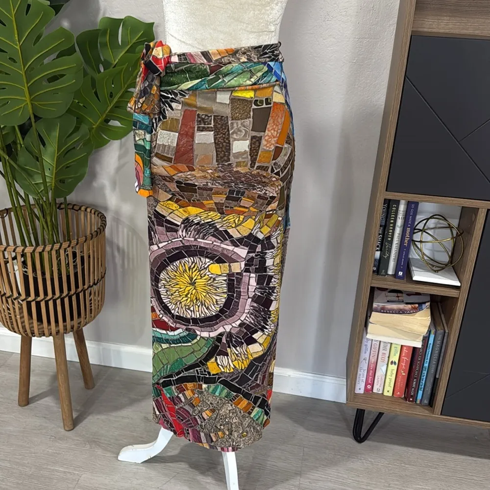 Monica sarti made in Italy art to wear wrap skirt coverup Brown Size undefined - Image 3