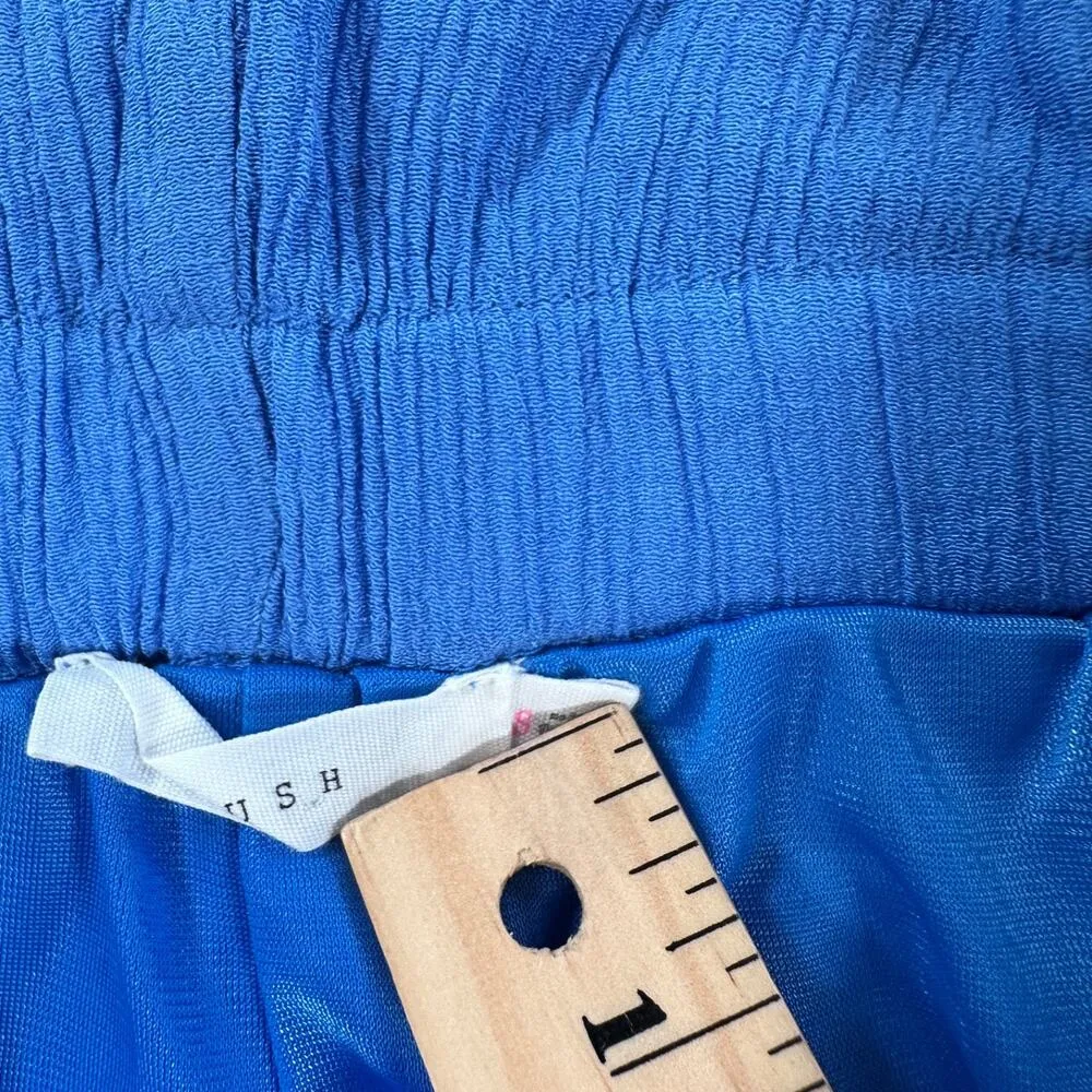 Lush High Rise Paperbag Shorts Size Small Blue Gauzy Elastic Waist Pockets - Image 3