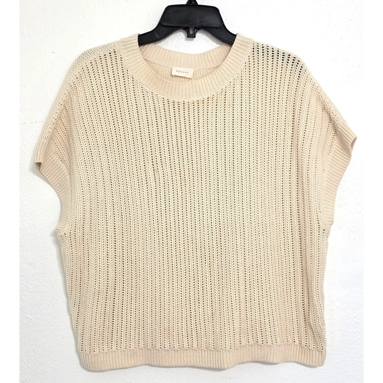 POETRY Crochet Stitch Organic Cotton Sweater Ecru 12 - Image 2