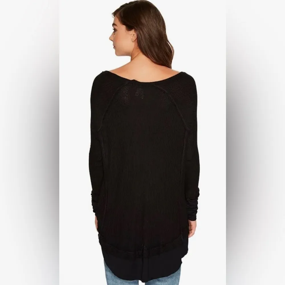 We the Free People Black Laguna oversized long sleeve shirt distressed used Med - Image 2