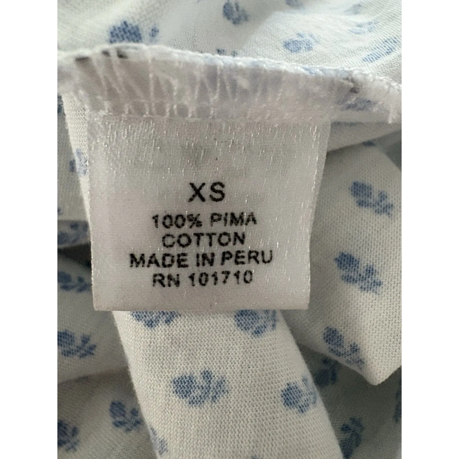 P. Jamas Pima Cotton Night Gown XS White Blue Floral Cottagecore Prairie Trad - Image 6