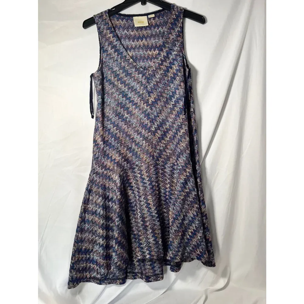 Anthropologie‎ Maeve Westwater Chevron Print Blue and Purple Knit Dress Size XS - Image 3