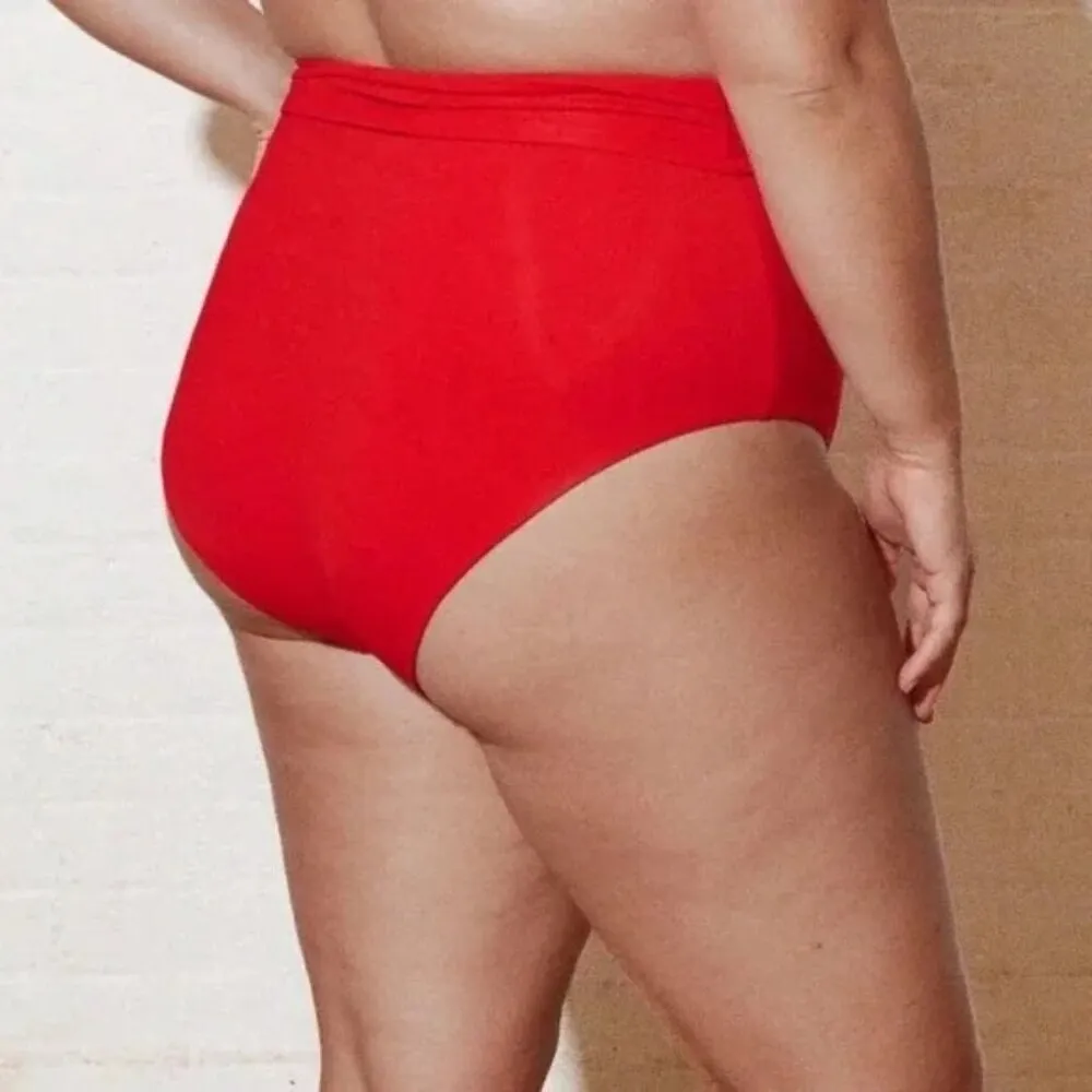 Mara Hoffman Jay High Waisted Tie Front Bikini Bottom in Red Size Large NEW - Image 4