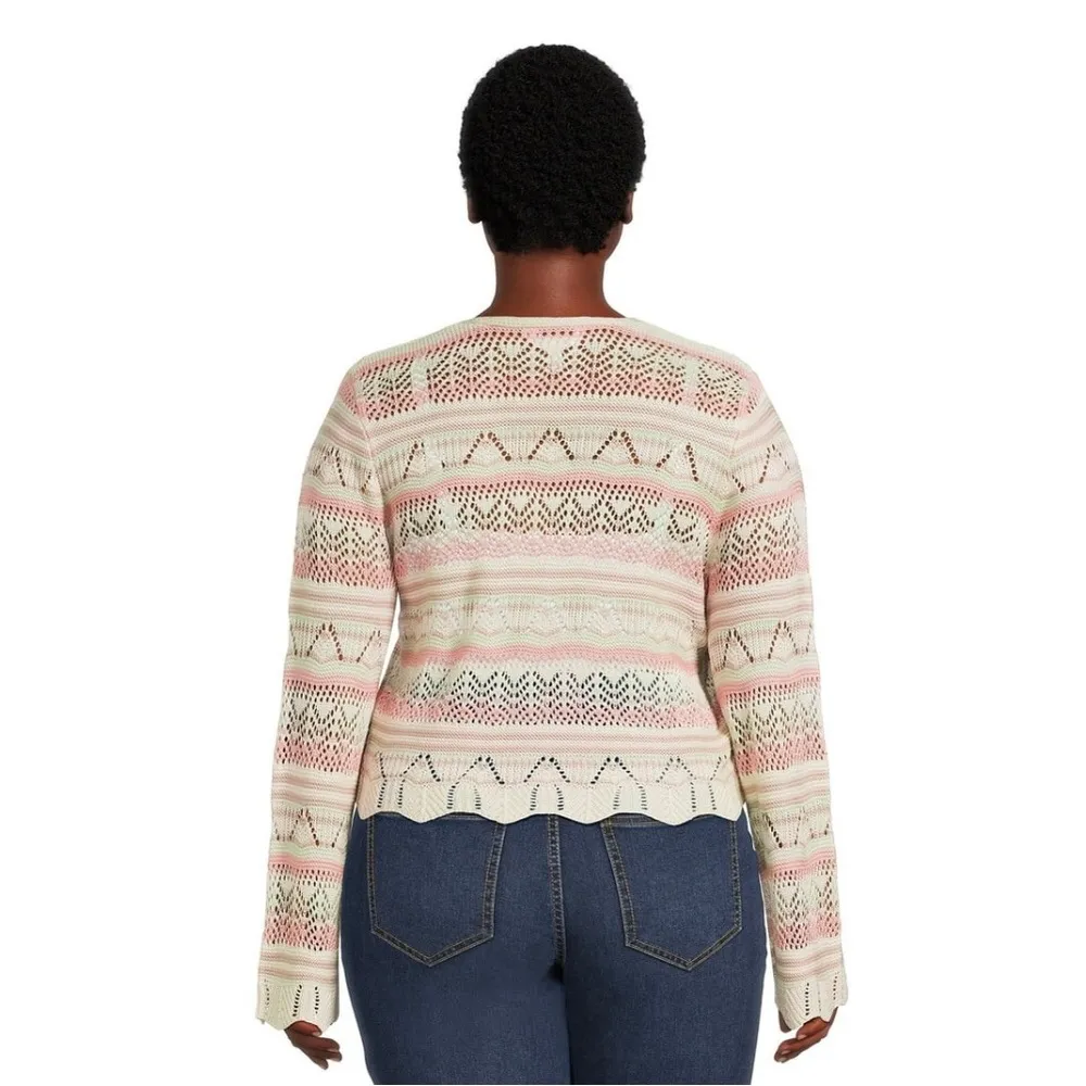 NO BOUNDARIES Crocheted Cropped Cardigan Size 4X 27-29 Juniors Front Tie New - Image 3