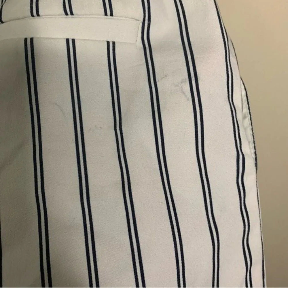 Zara Navy and White Striped Paperbag Shorts Size Medium - Image 6