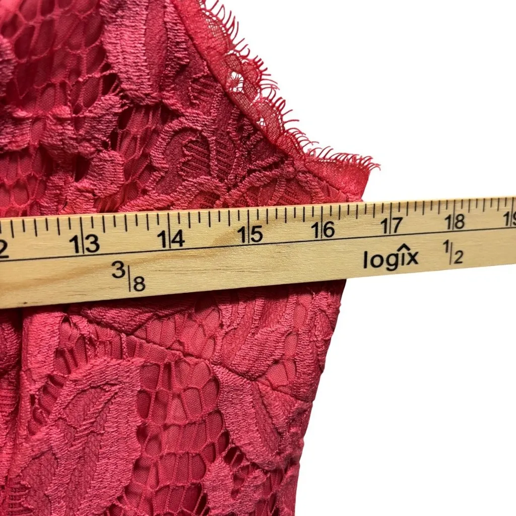 Adrianna Papell Floral Lace Sleeveless V-Neck Dress Size 8 Coral Pink - Image 6