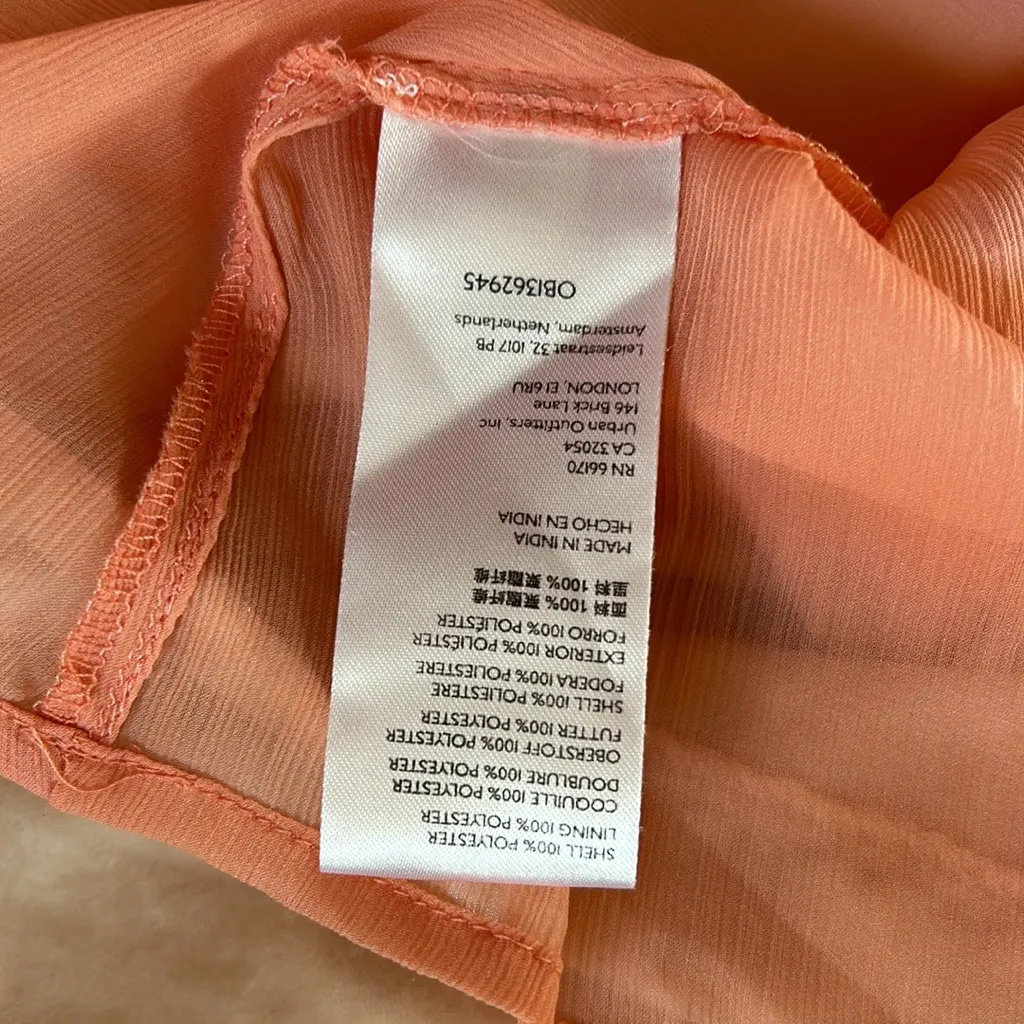 Free People Velvet Gum Drop Mini Dress Size‎ Large Pale Coral Peach - Image 5