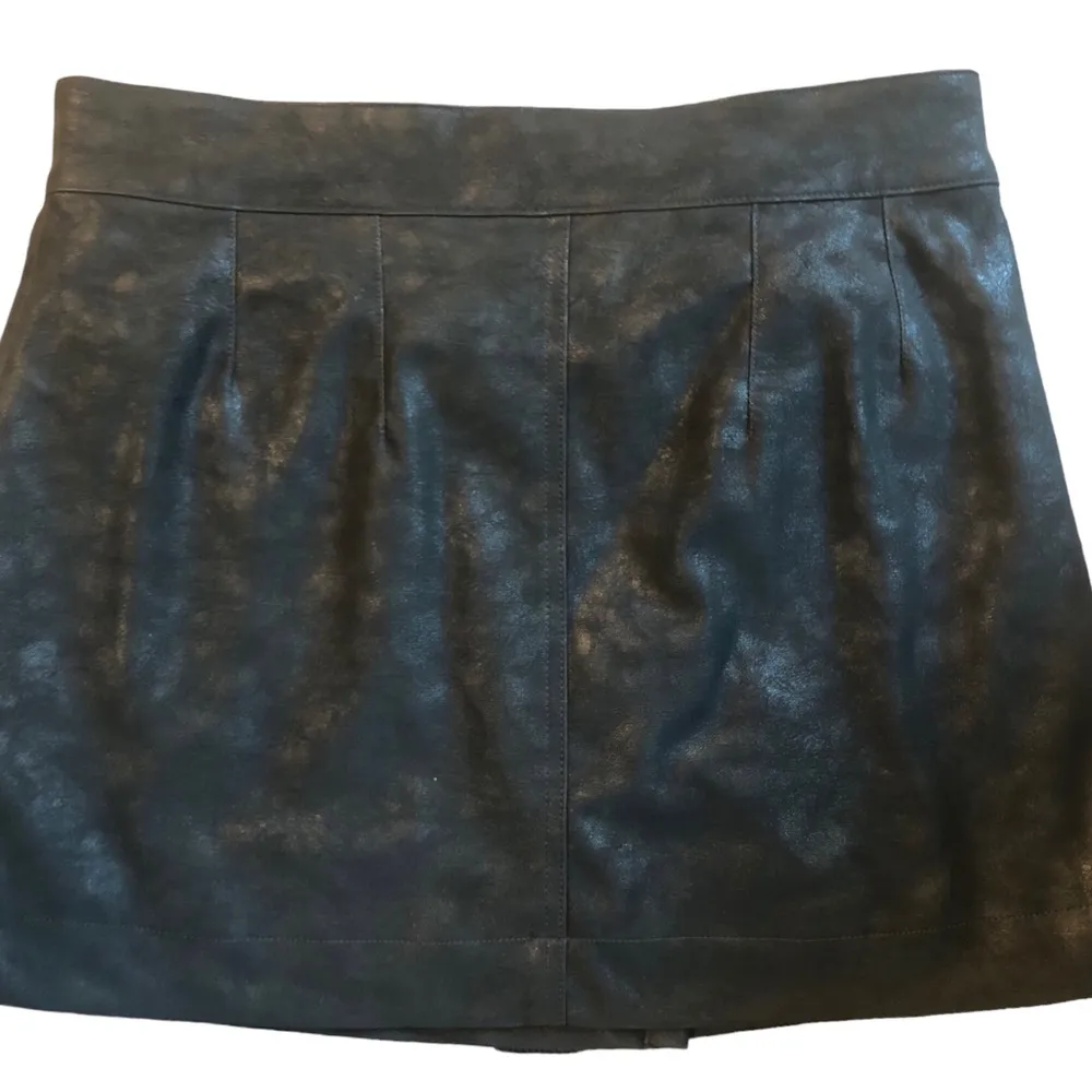 21 Saints Faux Leather Mini Wrap Skirt Sz L Marked Leather Look Zip Pockets Fall Black Size L - Image 2