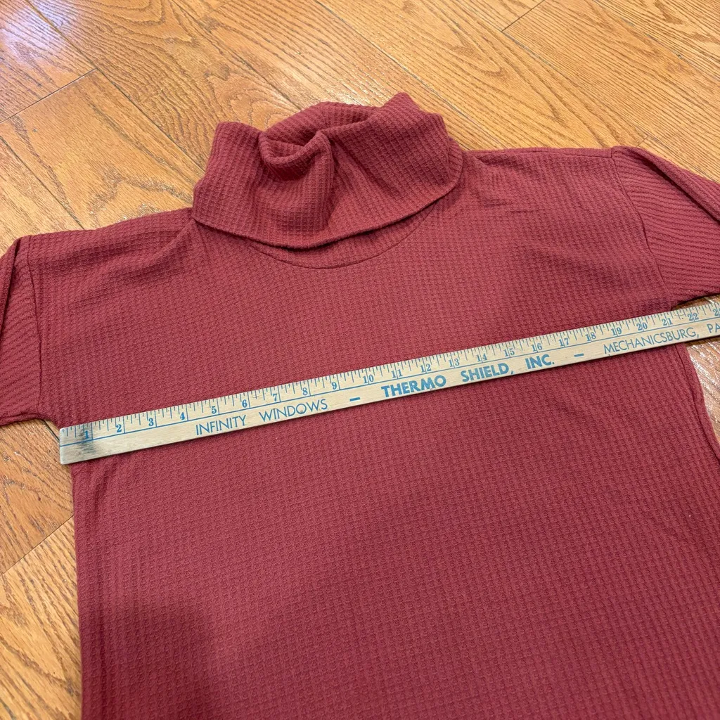 LOFT Waffle Knit Turtleneck Top – Rust / Terracotta – Size Medium - Image 5