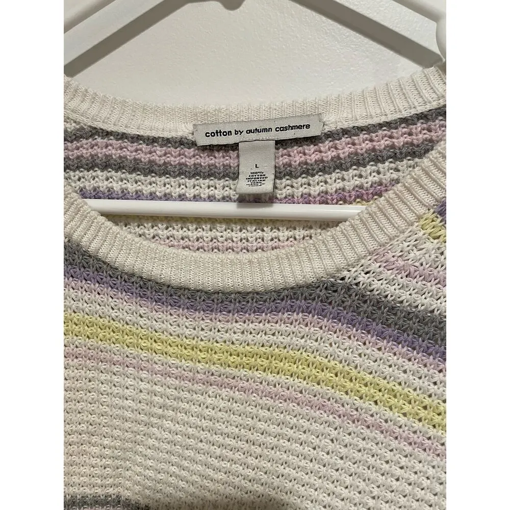 Cotton by Autumn Cashmere striped sweater cotton italian yarn size L - Image 2