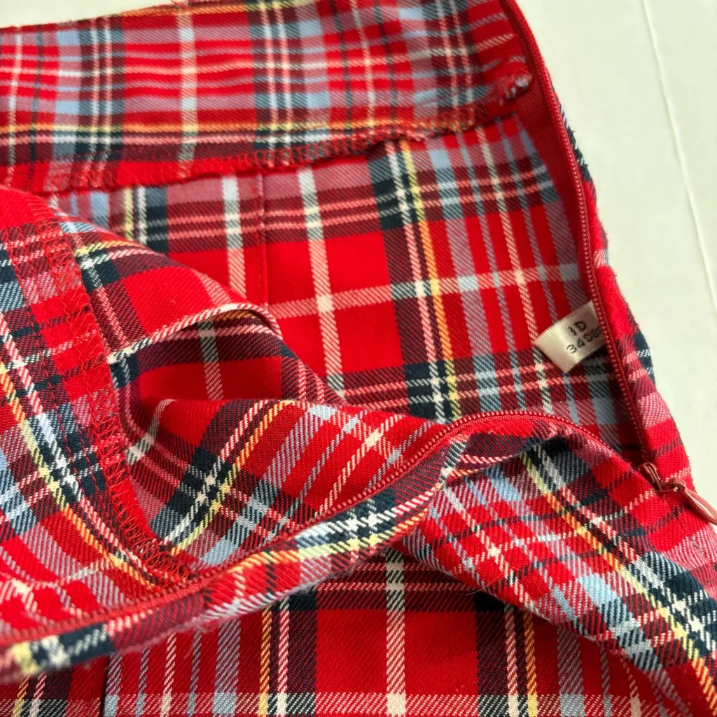 Y2K Abercrombie & Fitch Red Tartan pleated Mini Skirt red size 4 - Image 11