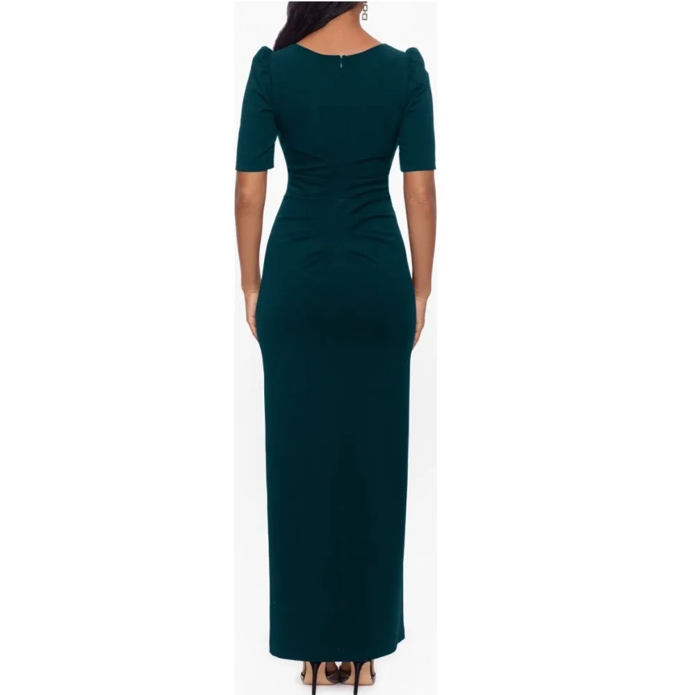 XSCAPE Scuba Crepe Ruffle Gown in Pine Green, Size 10, New w/Tag Retail $258 - Image 3