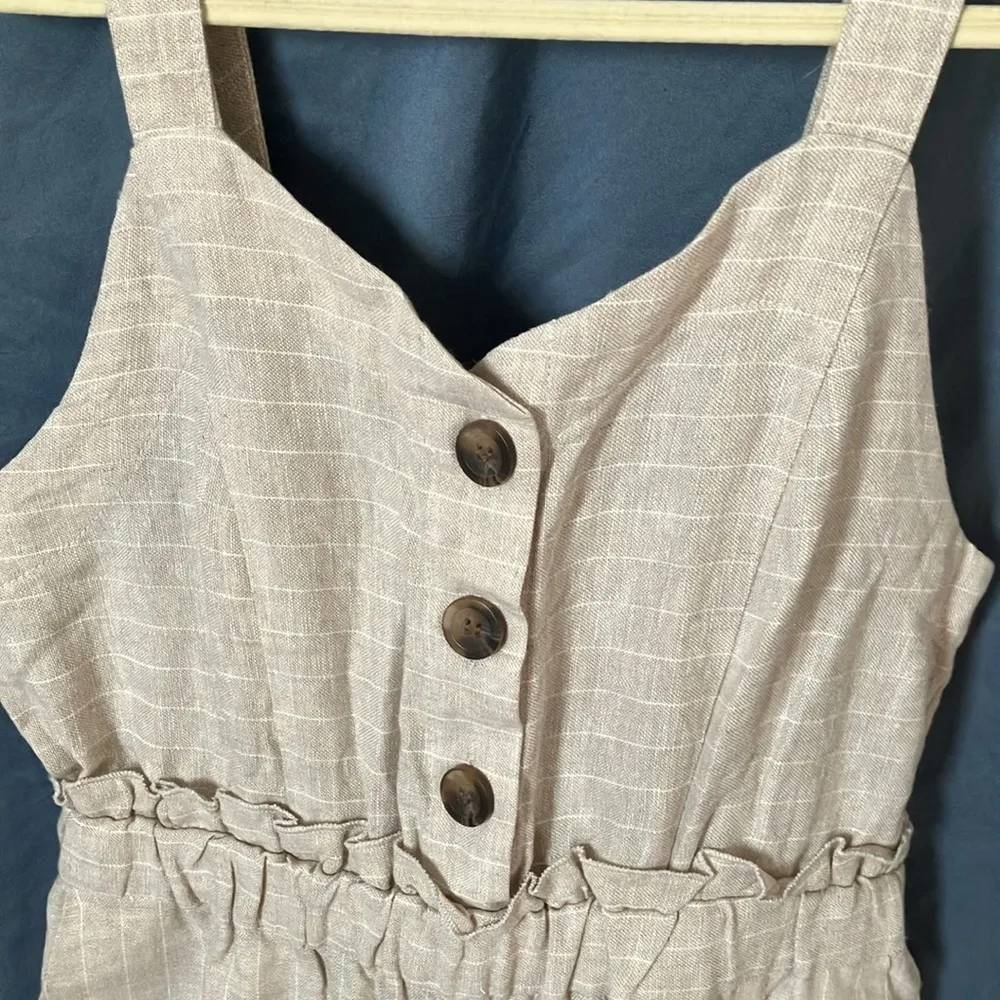 Romeo+Juliet Couture: Ivory/Tan Jumpsuit- adjustable straps, pockets, wide leg-M - Image 10