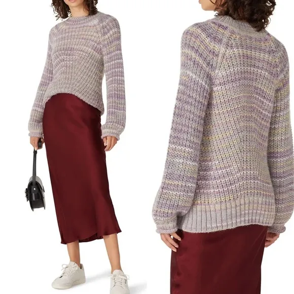 New NICHOLAS Maliya Space Dyed Multi grey Sweater sz M Purple Size M - Image 2