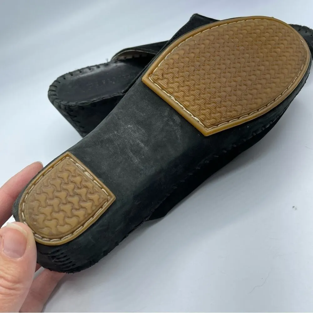 La Plume Black Suede Leather Slip On Mule Wedge Sandal Womens 38 Comfort Flat Size 7.5 - Image 3