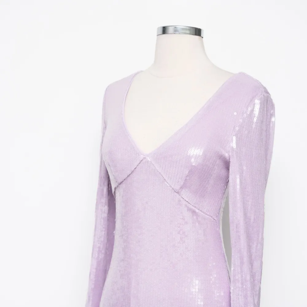 Avec Les Filles - Purple Sequined Bodycon Midi Dress - Image 9