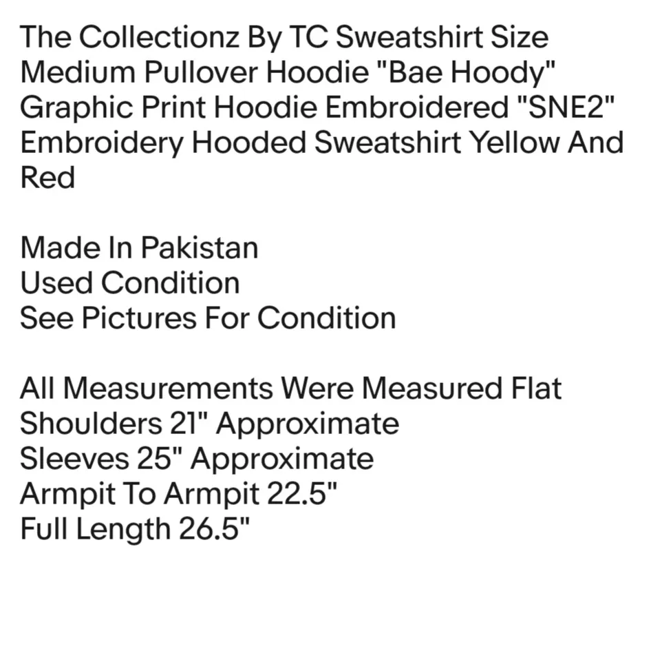 The Collectionz By TC Sweatshirt Size Medium Pullover Hoodie "Bae Hoody" Graphic Print Hoodie Unisex Hoodie  - Image 2