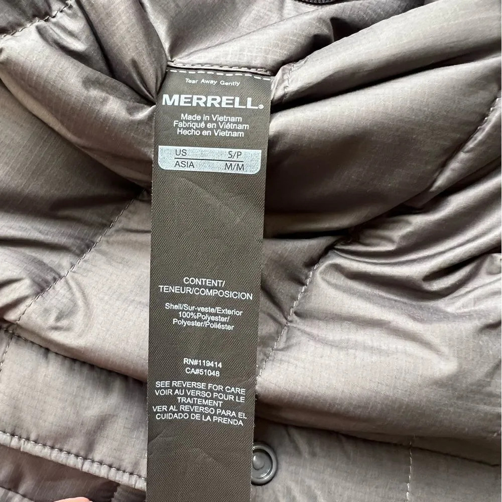 Merrell NWT Trailhead Insulated Reversible Bomber Jacket Size Small Black Grey - Image 14