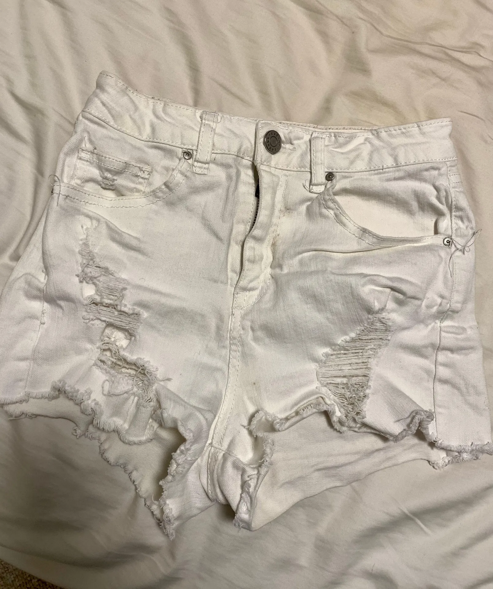 White Ripped Shorts - Image 2