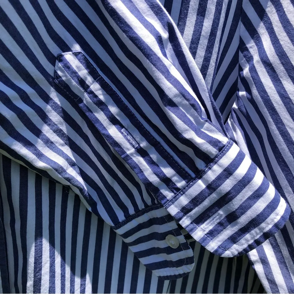 Medium Blue & White Striped Button Up - Image 6