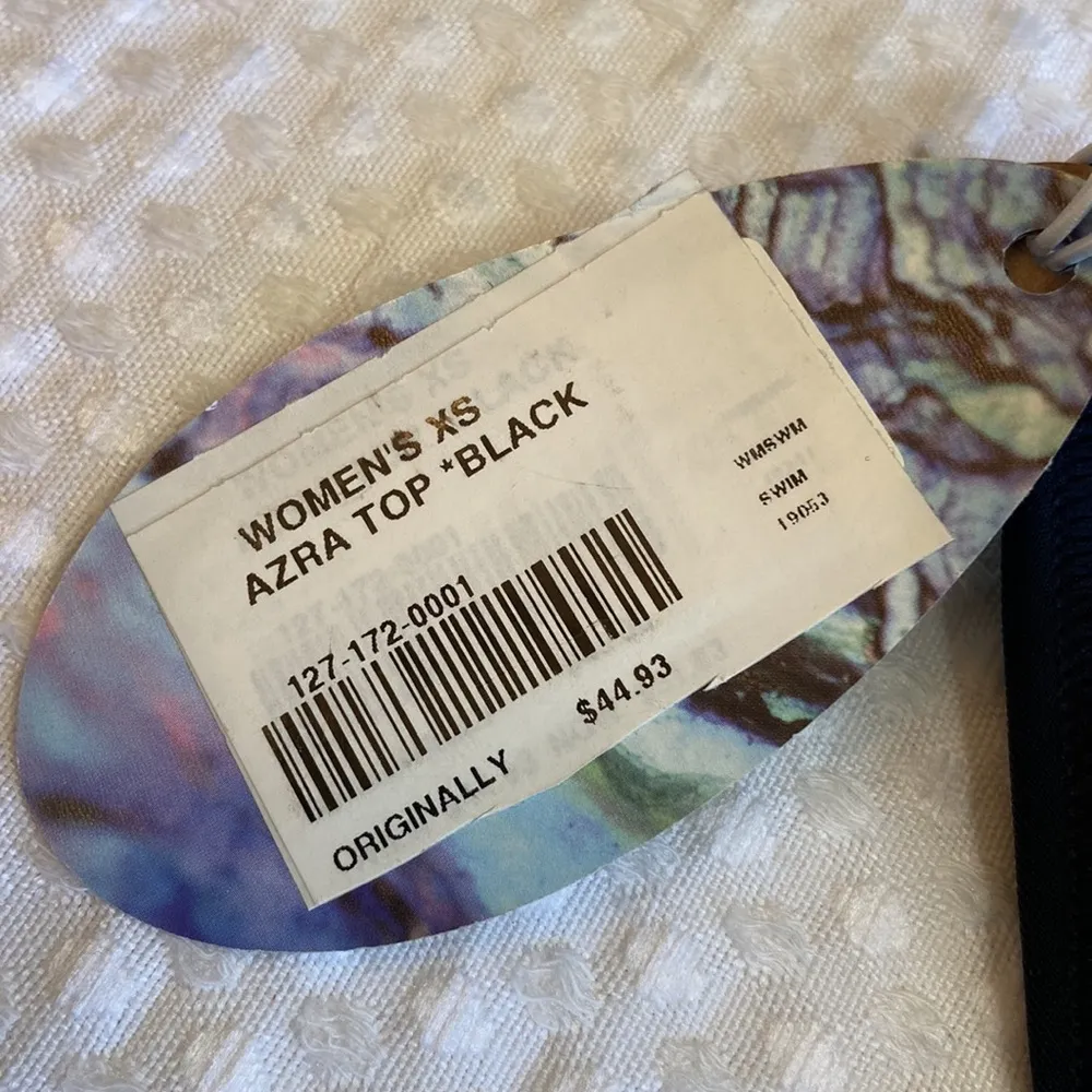 NEW!  AZRA TOP Black High Neck Halter Bikini Top XS Racerback Tassel Ties - Image 8